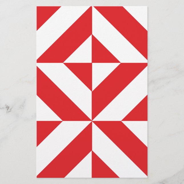 Cherry Red Geometric Deko Cube Pattern Briefpapier (Vorderseite)