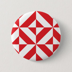 Cherry Red Geometric Deko Cube Pattern Button