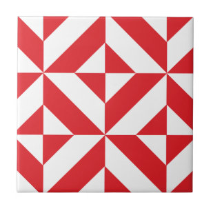 Cherry Red Geometric Deko Cube Pattern Fliese