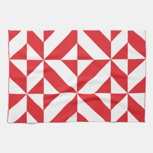 Cherry Red Geometric Deko Cube Pattern Geschirrtuch