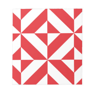 Cherry Red Geometric Deko Cube Pattern Notizblock