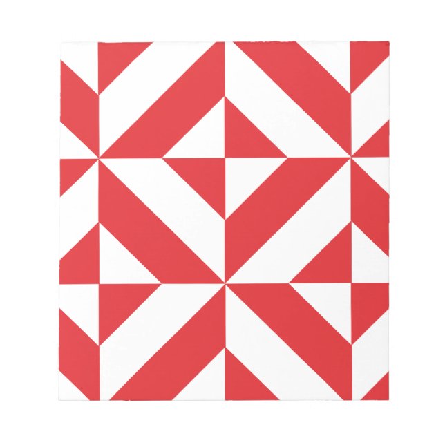 Cherry Red Geometric Deko Cube Pattern Notizblock (Vorderseite)