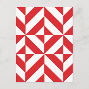 Cherry Red Geometric Deko Cube Pattern Postkarte