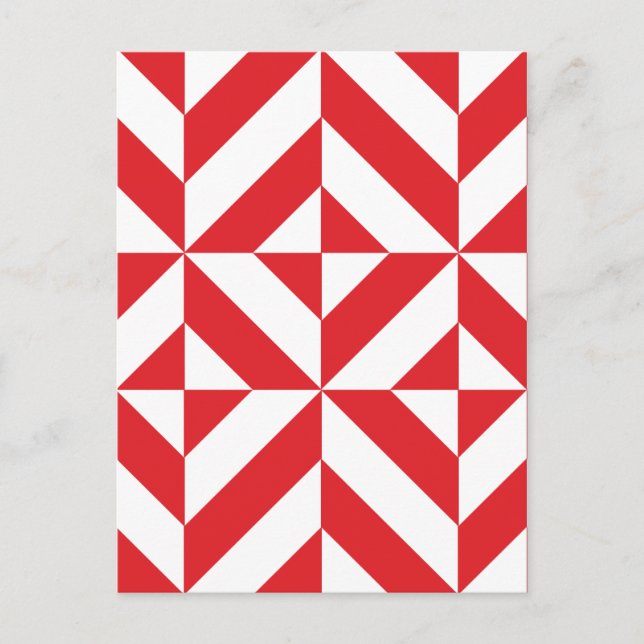 Cherry Red Geometric Deko Cube Pattern Postkarte (Vorderseite)
