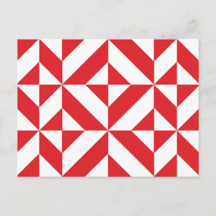 Cherry Red Geometric Deko Cube Pattern Postkarte