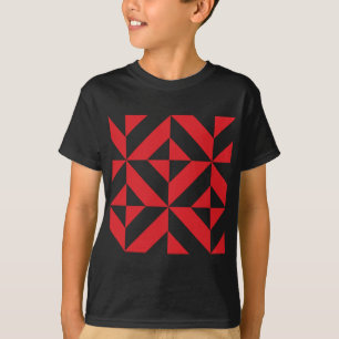 Cherry Red Geometric Deko Cube Pattern T-Shirt