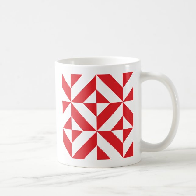 Cherry Red Geometric Deko Cube Pattern Tasse (Rechts)