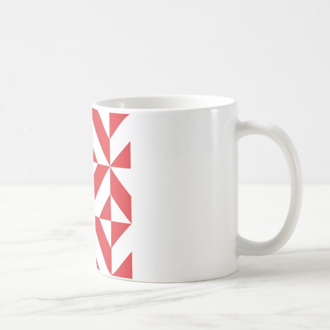 Cherry Red Geometric Deko Cube Pattern Tasse (Rechts)