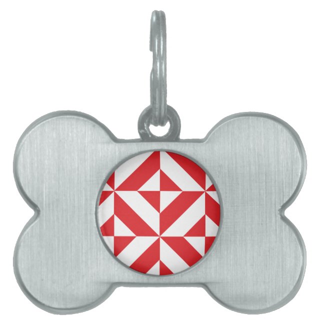 Cherry Red Geometric Deko Cube Pattern Tiermarke (Vorderseite)