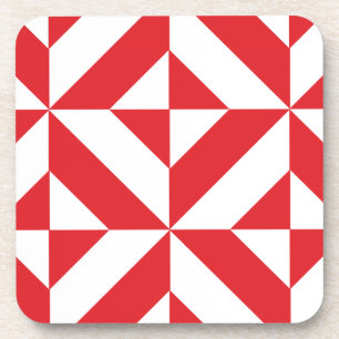 Cherry Red Geometric Deko Cube Pattern Untersetzer