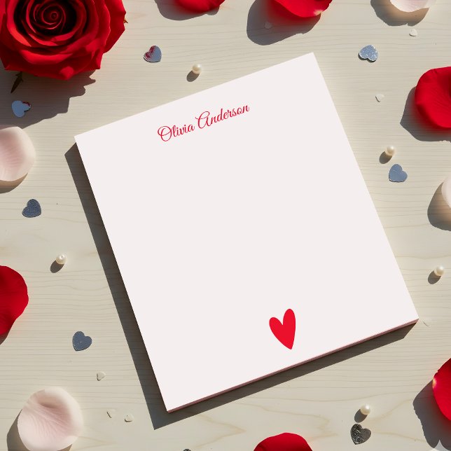 Cherry Red Heart Valentinstag Personalisiert  Notizblock (Von Creator hochgeladen)