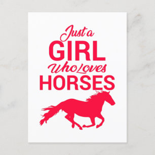 Cherry Red Just a Girl, die Lieben Pferde Postkarte