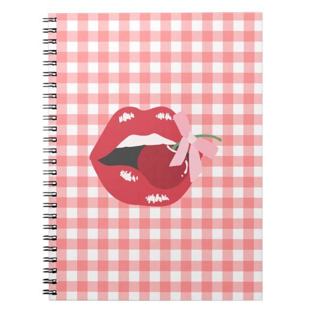 Cherry Red Lips Coquette Notizblock (Vorderseite)