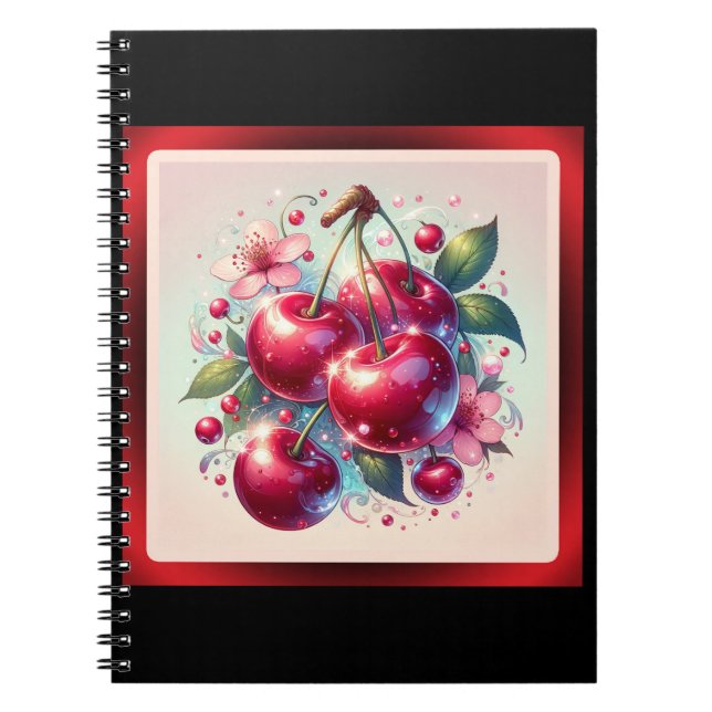 Cherry Red Niedlich Cherries Floral Girly Pink Notizblock (Vorderseite)