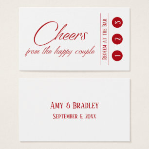 Cherry Red on White, 3 Punch Drink Tickets