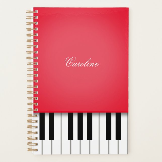 Cherry Red Piano Personalisierte Musik Planer (Vorderseite)