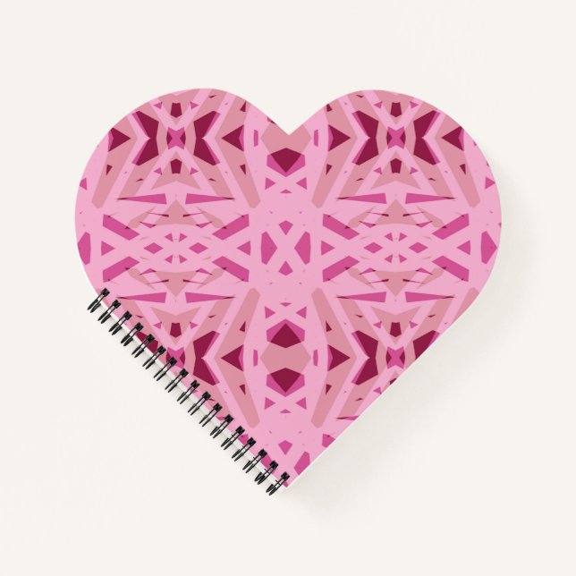 Cherry Red Pink Geometric Art Deco Notizbuch (Vorderseite)