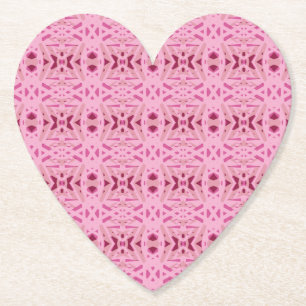 Cherry Red Pink Geometric Valentine's Day Heart Untersetzer