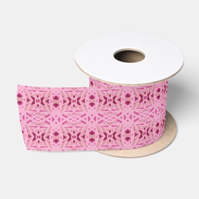 Cherry Red Pink Geometrie Art Deco Satinband (Spule)