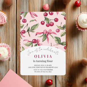 Cherry Red & Pink Kindergeburtstag Einladung