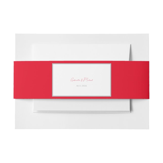 Cherry Red Simple Elegante Chic Wedding Einladungsbanderole (Vorderseite Beispiel)