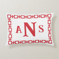 Cherry Red Square griechisches Schlüsselmonogramm