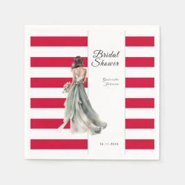 Cherry Red Stripes Brautparty Serviette