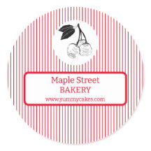 Cherry Red Stripes Business Label