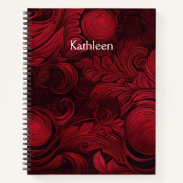 Cherry Red Swirl Feminine Personalisiert Notizbuch