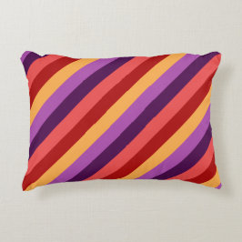Cherry Red Violet Stripes Accent Pillow Dekokissen