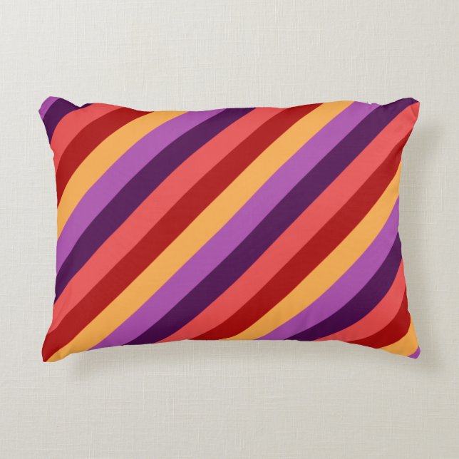 Cherry Red Violet Stripes Accent Pillow Dekokissen (Vorderseite)