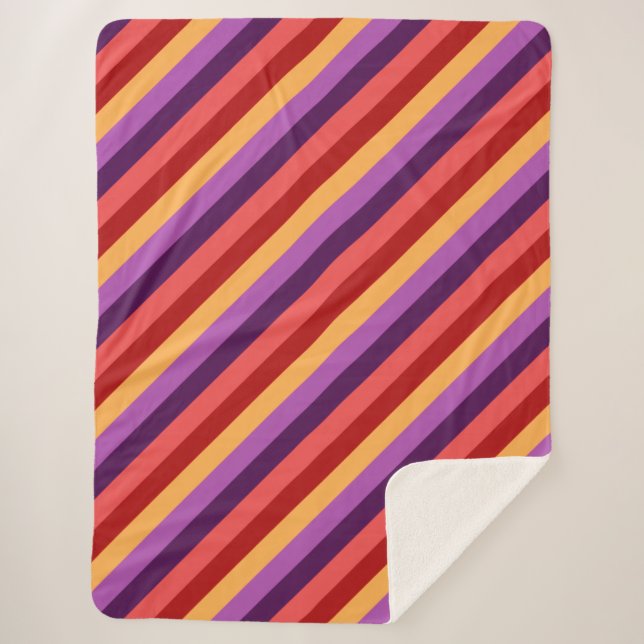 Cherry Red Violet Stripes Large Sherpa Blanket Sherpadecke (Vorderseite)
