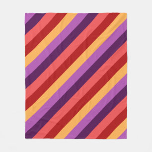 Cherry Red Violet Stripes Medium Fleece Blankon
