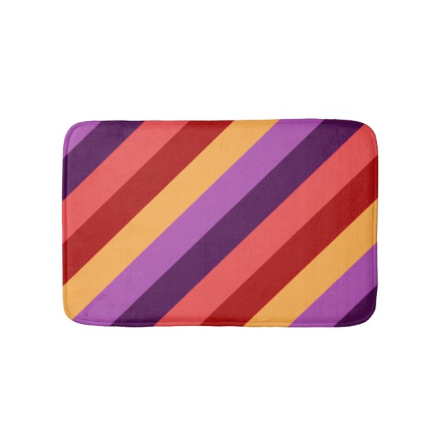 Cherry Red Violet Stripes Small Bath Mat Badematte (Vorderseite)