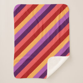 Cherry Red Violet Stripes Small Sherpa Blanket Sherpadecke