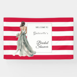 Cherry Red Watercolor Stripes Brautparty Banner