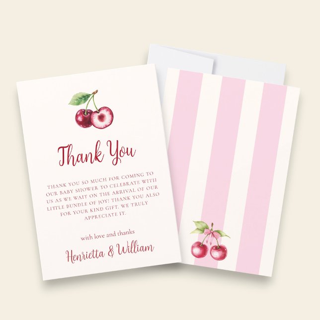 Cherry Red Watercolor Thank You Card Dankeskarte (Von Creator hochgeladen)