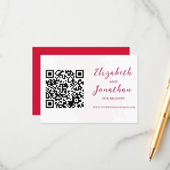 Cherry Red Wedding Registry Begleitkarte (Vorderseite/Rückseite Beispiel)