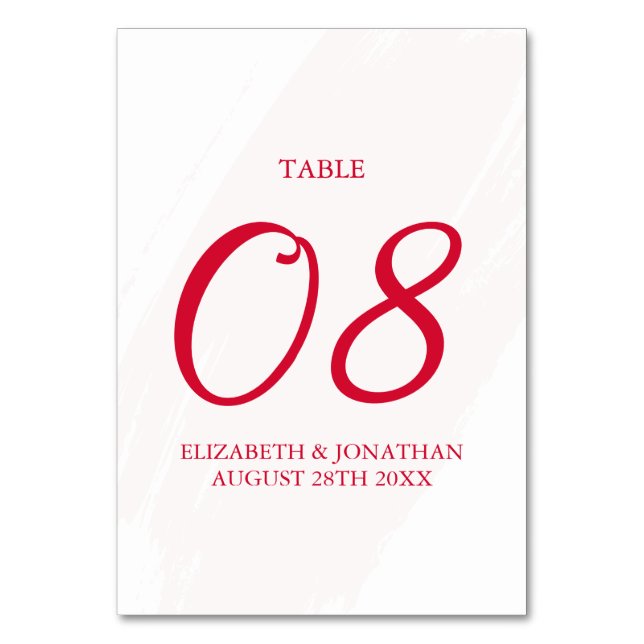 Cherry Red Wedding Tischnummer (Vorderseite)