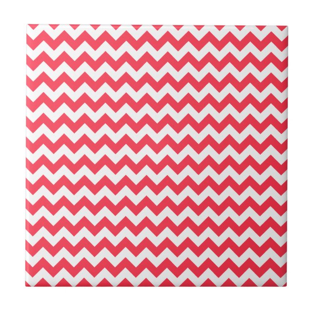 Cherry Red Zickzack Zigzag Fliese (Vorderseite)