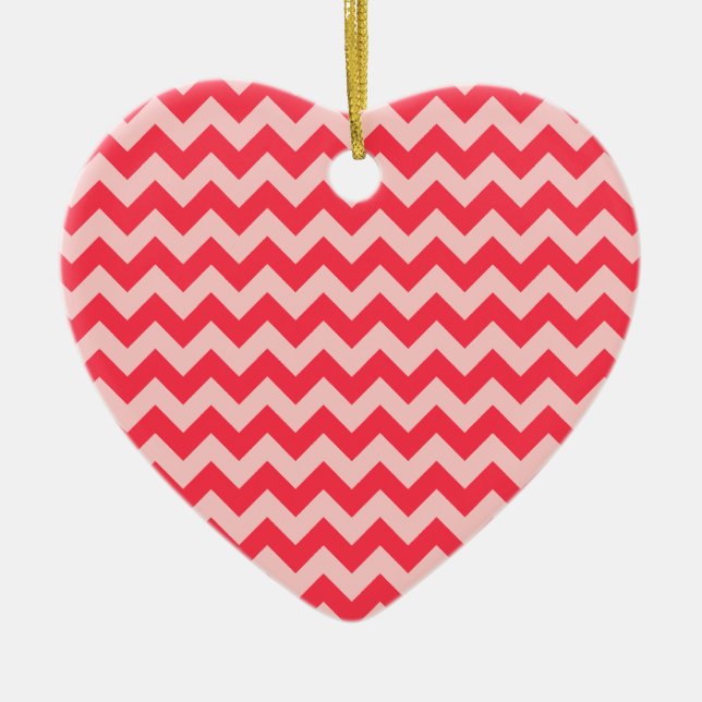 Cherry Red Zickzack Zigzag Keramik Ornament (Vorne)