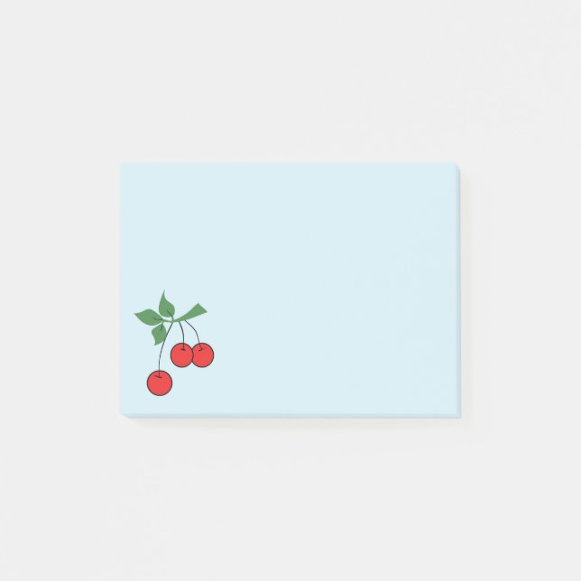 Cherry Retro Art Cherries Graphic Stylish Blue Post-it Klebezettel (Vorderseite)
