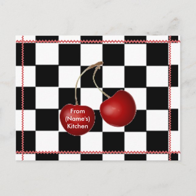 Cherry Retro Rezeptionskarten Postkarte (Vorderseite)