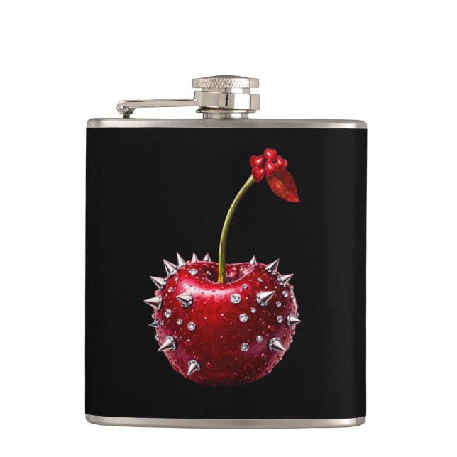 Cherry Rock Style Stainless Steel Flask Flachmann (Vorderseite)