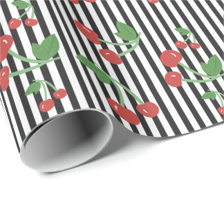Cherry Roll - Streifen Geschenkpapier