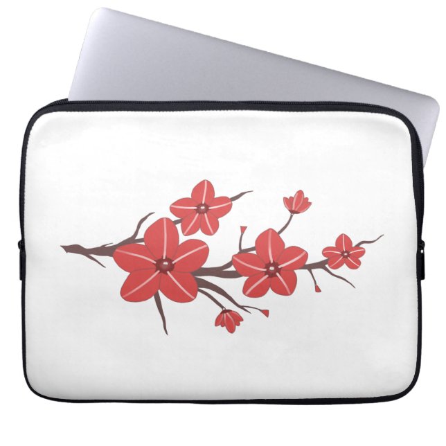 Cherry rote Blume Muster ! Laptopschutzhülle (Vorderseite)