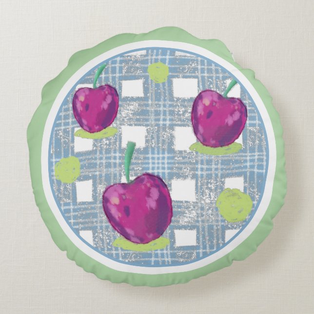 Cherry Round Pillow Rundes Kissen (Rückseite)