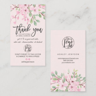 Cherry sakura pink florale Logo, um danke Visitenkarte