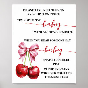 Cherry Say Baby Clothespin Shower Game Poster