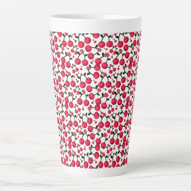 Cherry Seamless Pattern, Red Fruit Pattern, Cute C Milchtasse (Vorderseite)
